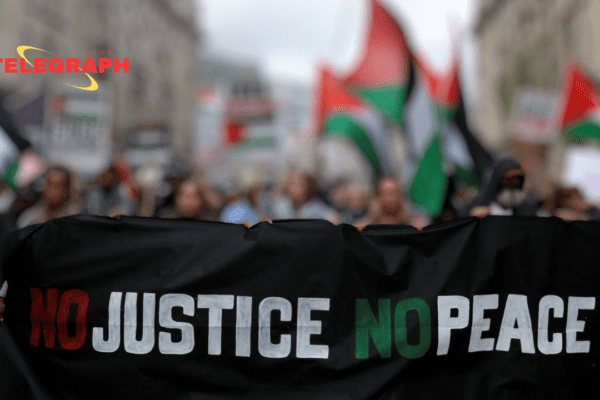 Thousands attend a pro-Hamas march in London today