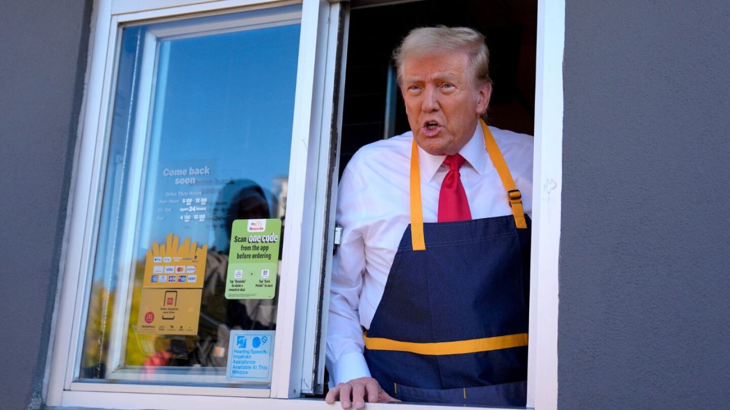 Trump Works the Fry Station at McDonald's to Connect with Working-Class Voters
